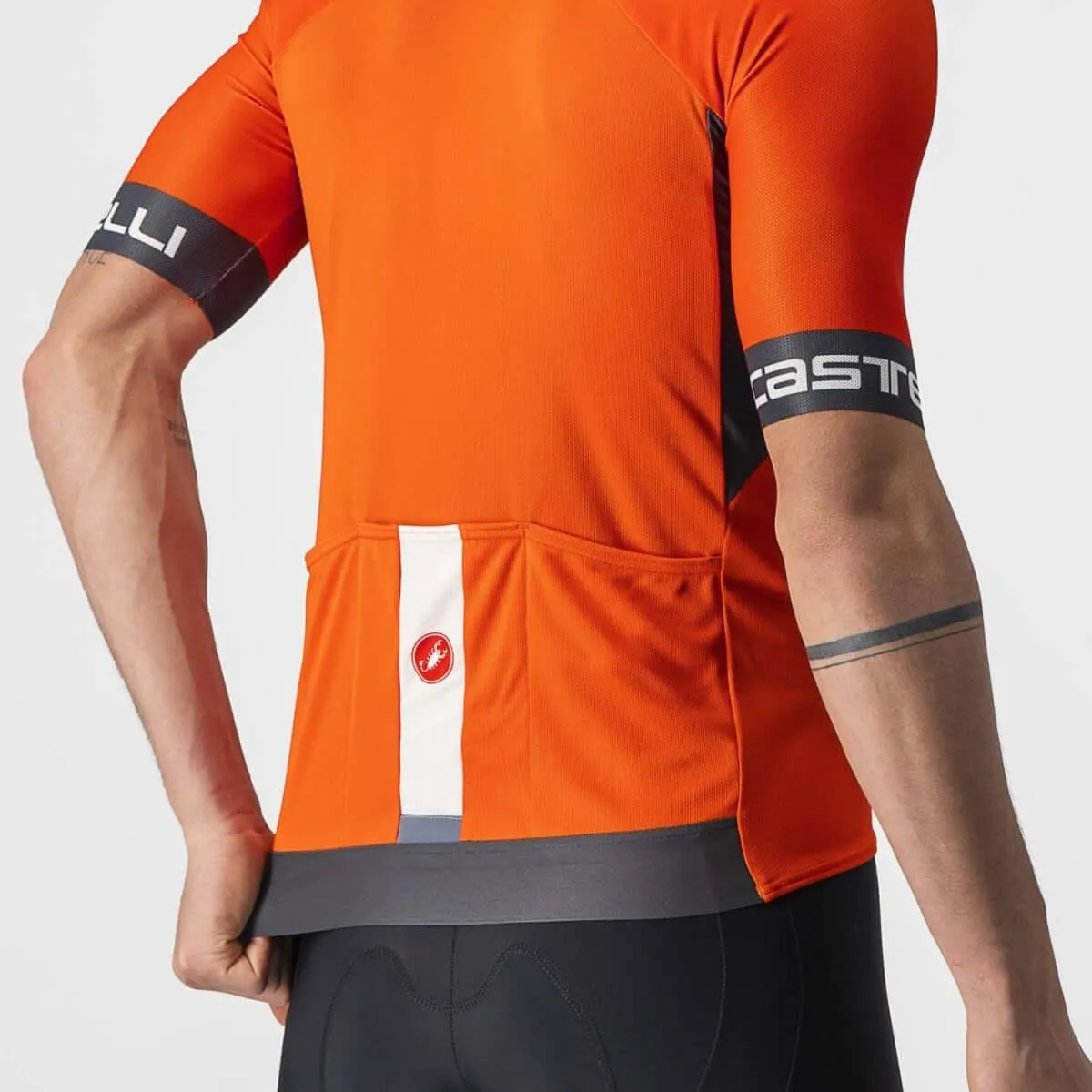 Castelli Entrata VI Mens Cycling Jersey (Fiery Red/Dark Gray/Ivory)