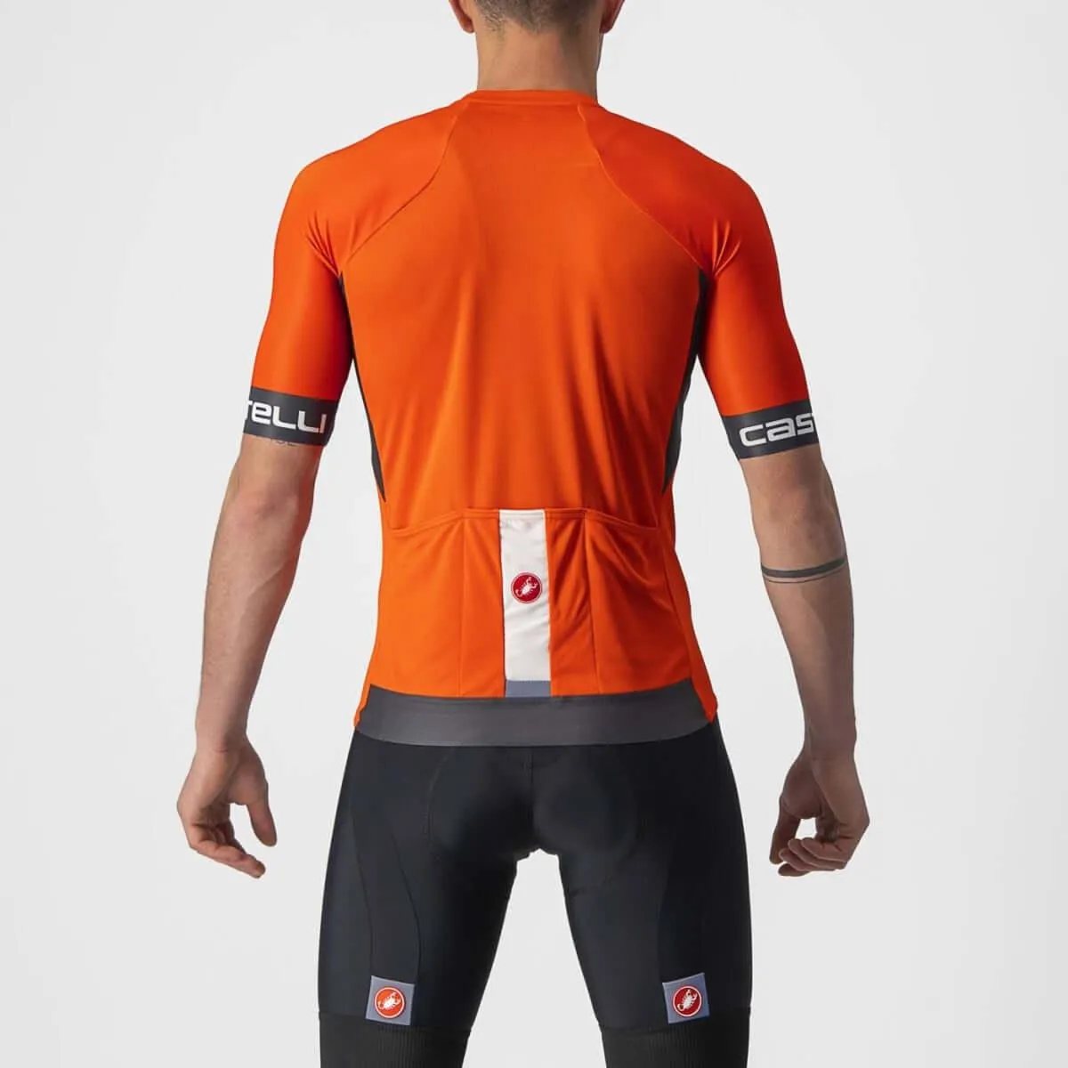 Castelli Entrata VI Mens Cycling Jersey (Fiery Red/Dark Gray/Ivory)