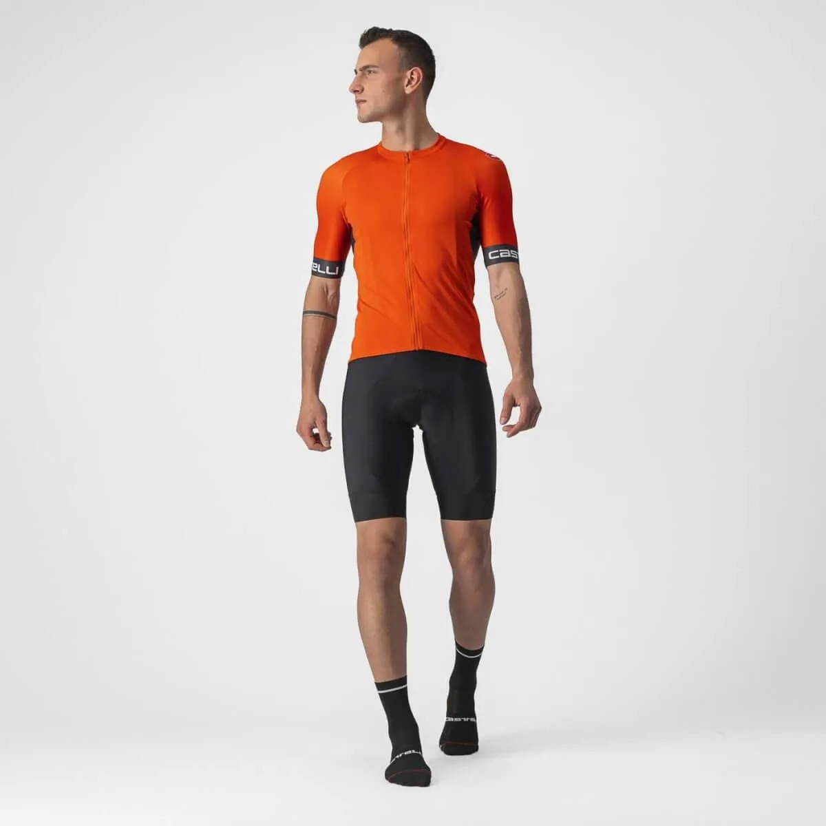 Castelli Entrata VI Mens Cycling Jersey (Fiery Red/Dark Gray/Ivory)