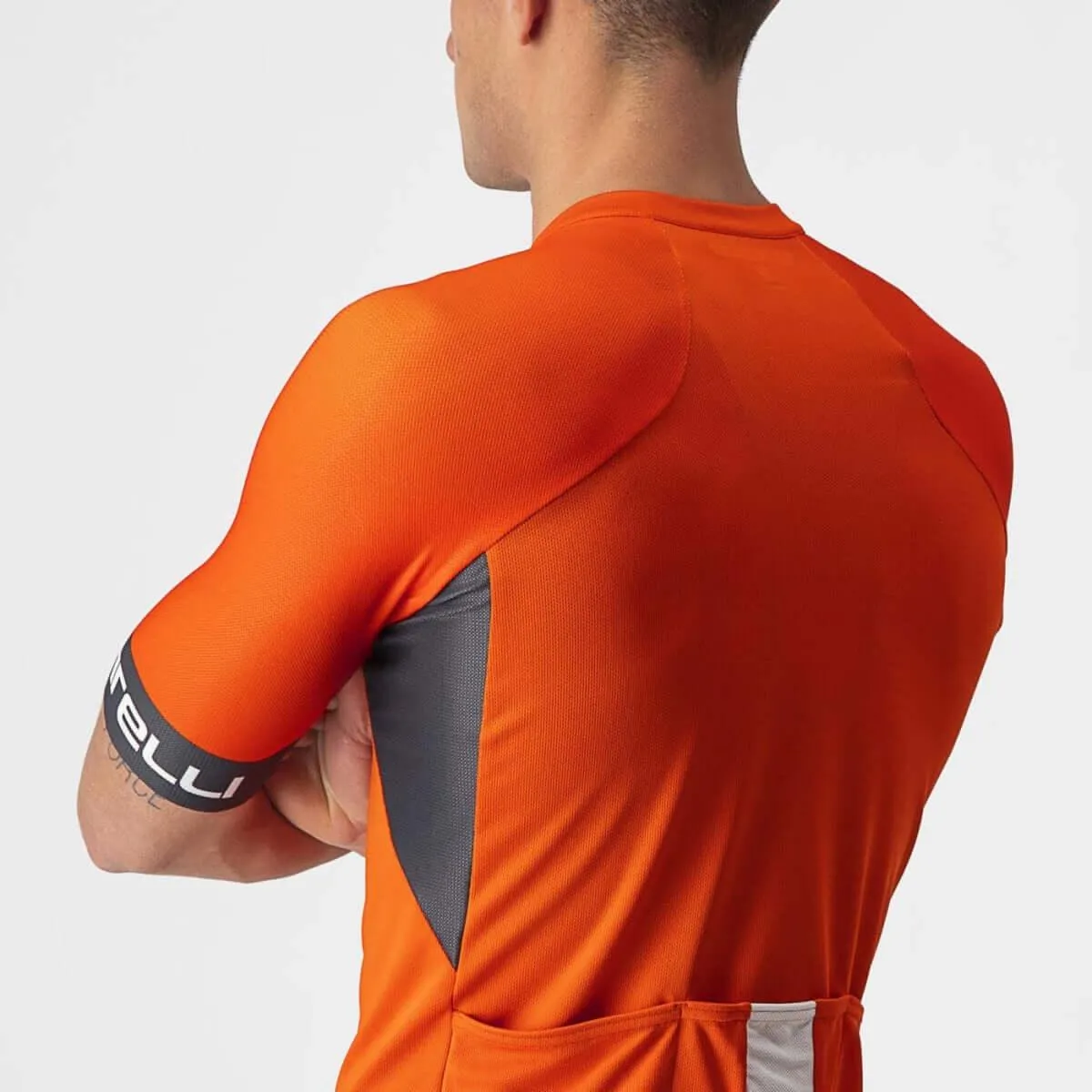 Castelli Entrata VI Mens Cycling Jersey (Fiery Red/Dark Gray/Ivory)