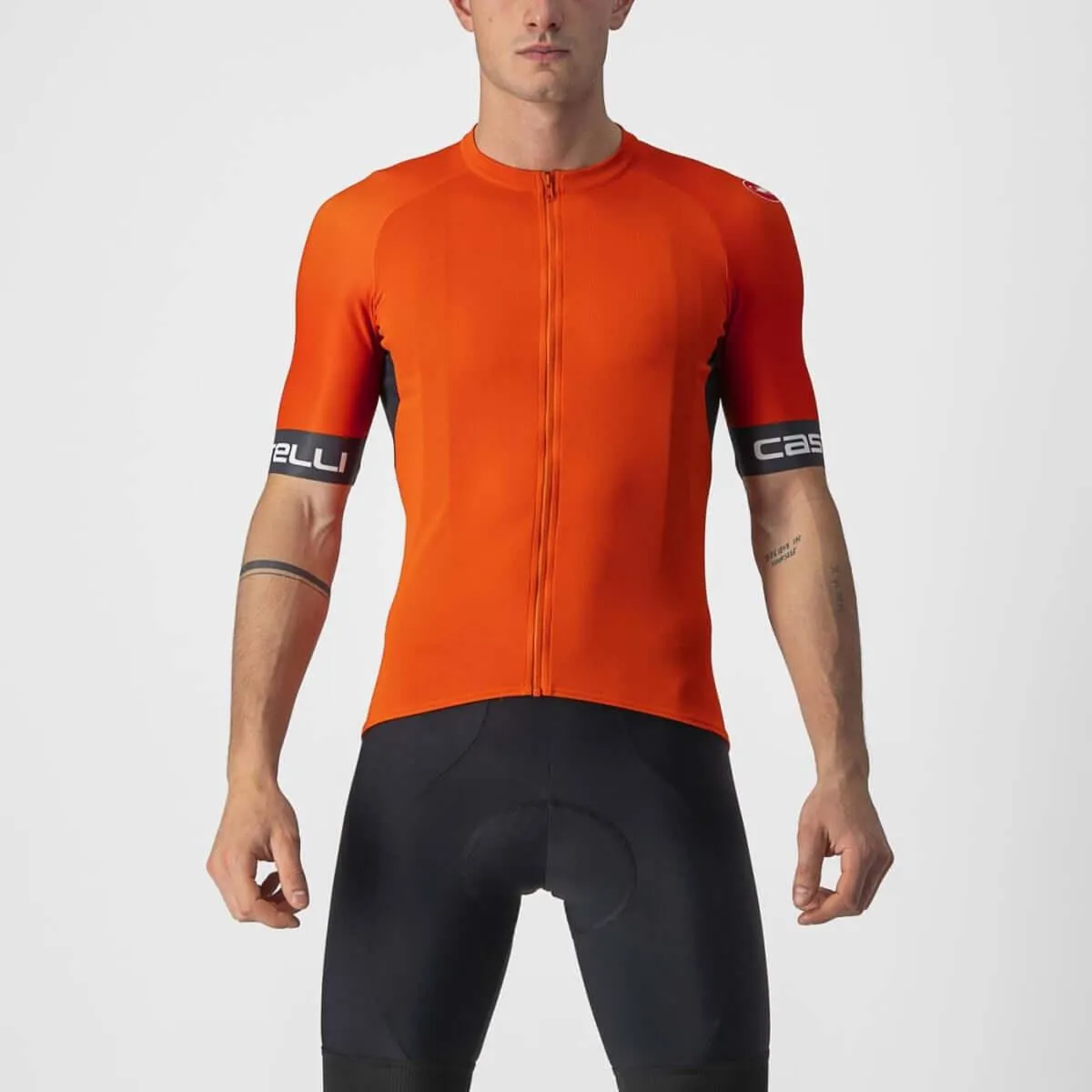 Castelli Entrata VI Mens Cycling Jersey (Fiery Red/Dark Gray/Ivory)