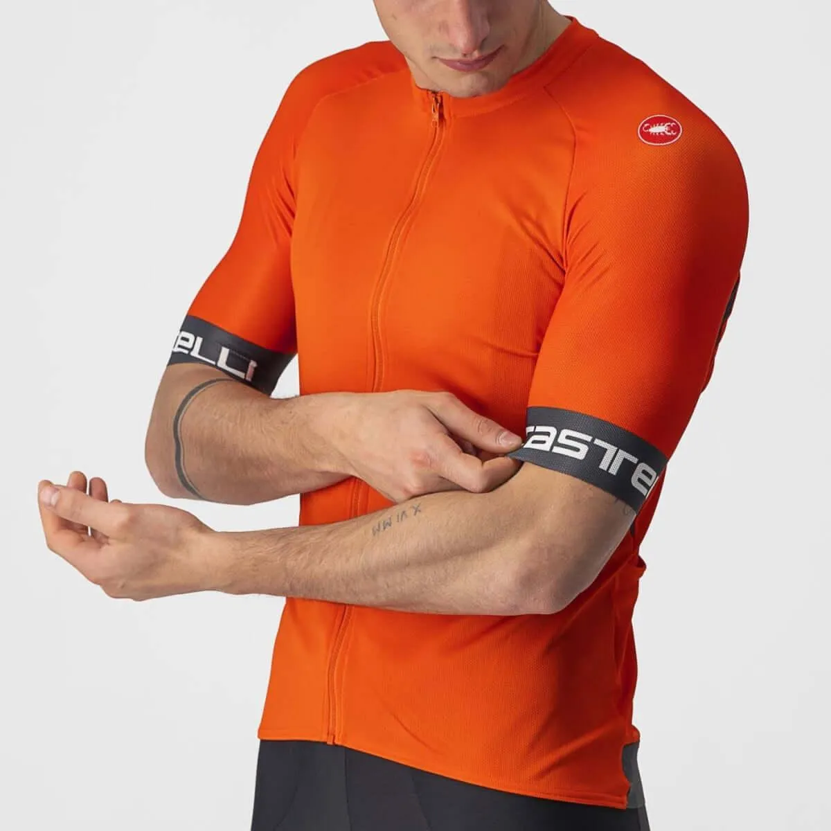 Castelli Entrata VI Mens Cycling Jersey (Fiery Red/Dark Gray/Ivory)