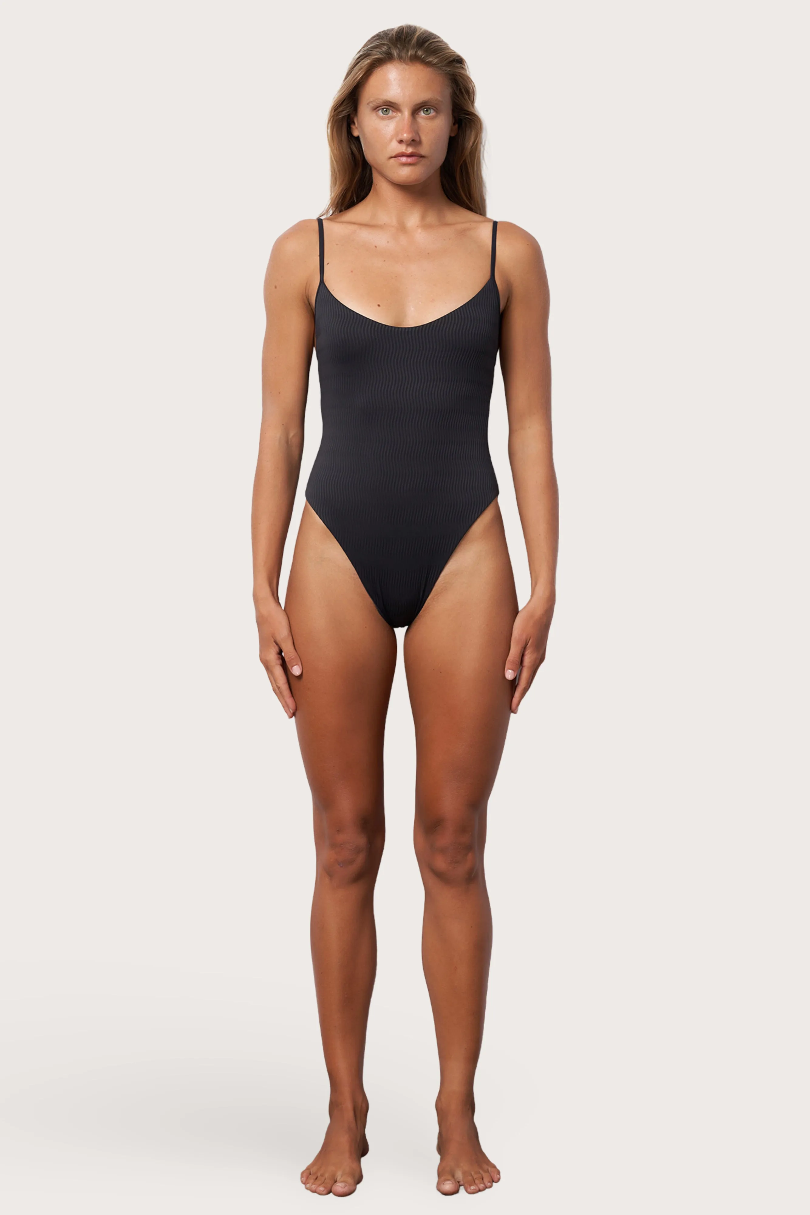 High Cut One Piece Swimsuit - Moonless Night Wave Toast Swim