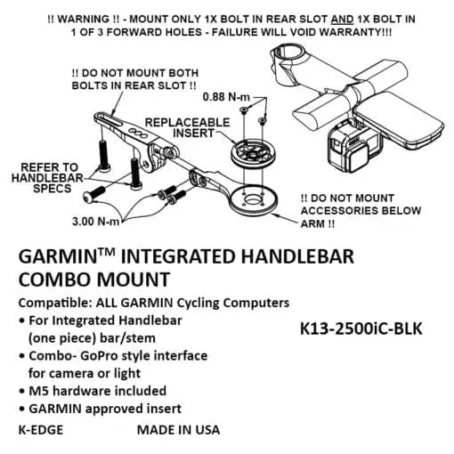 K-Edge Garmin Integrated Handlebar System Combo Mounts