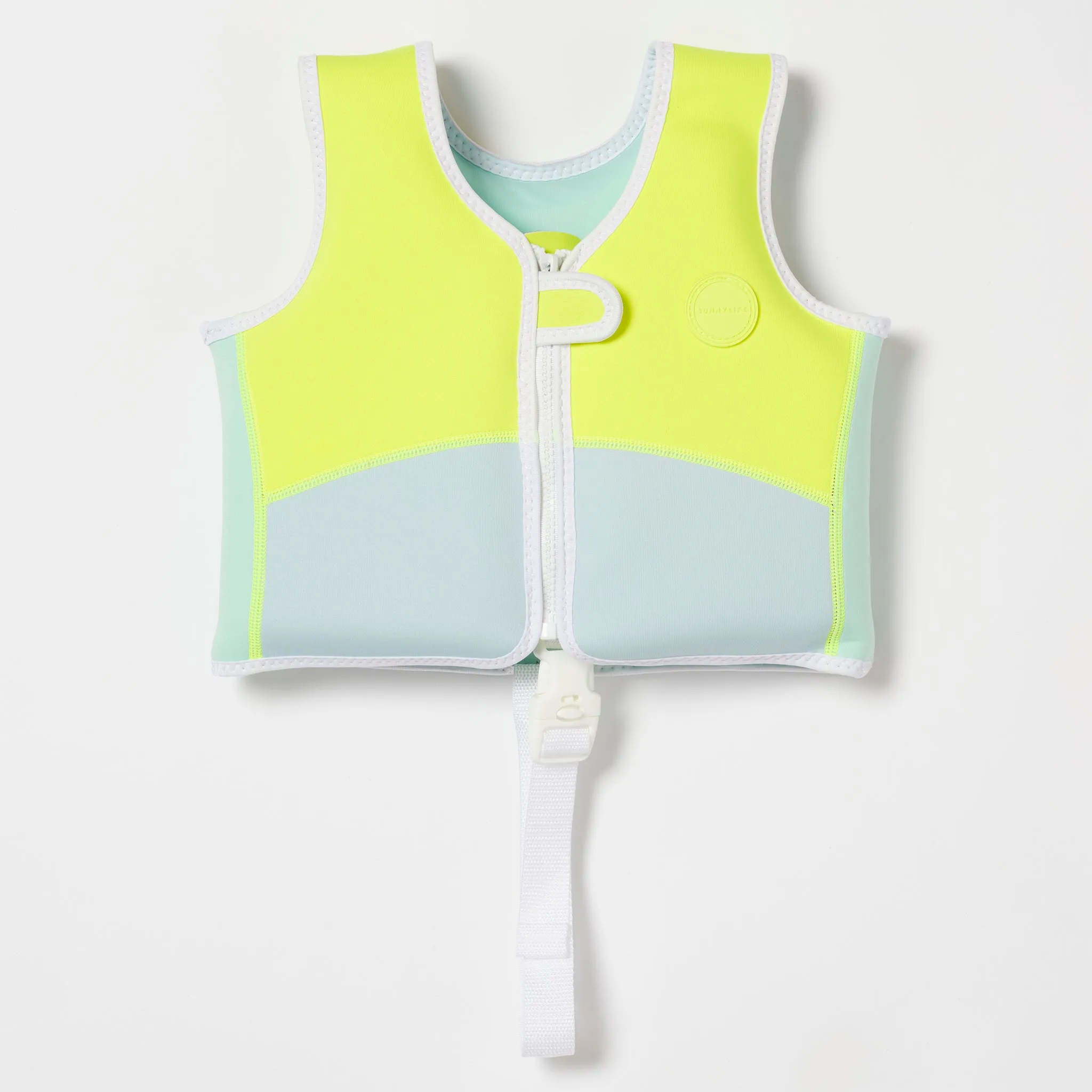 Kids Swim Vest 1-2 | Salty the Shark Aqua Neon Yellow Sunnylife