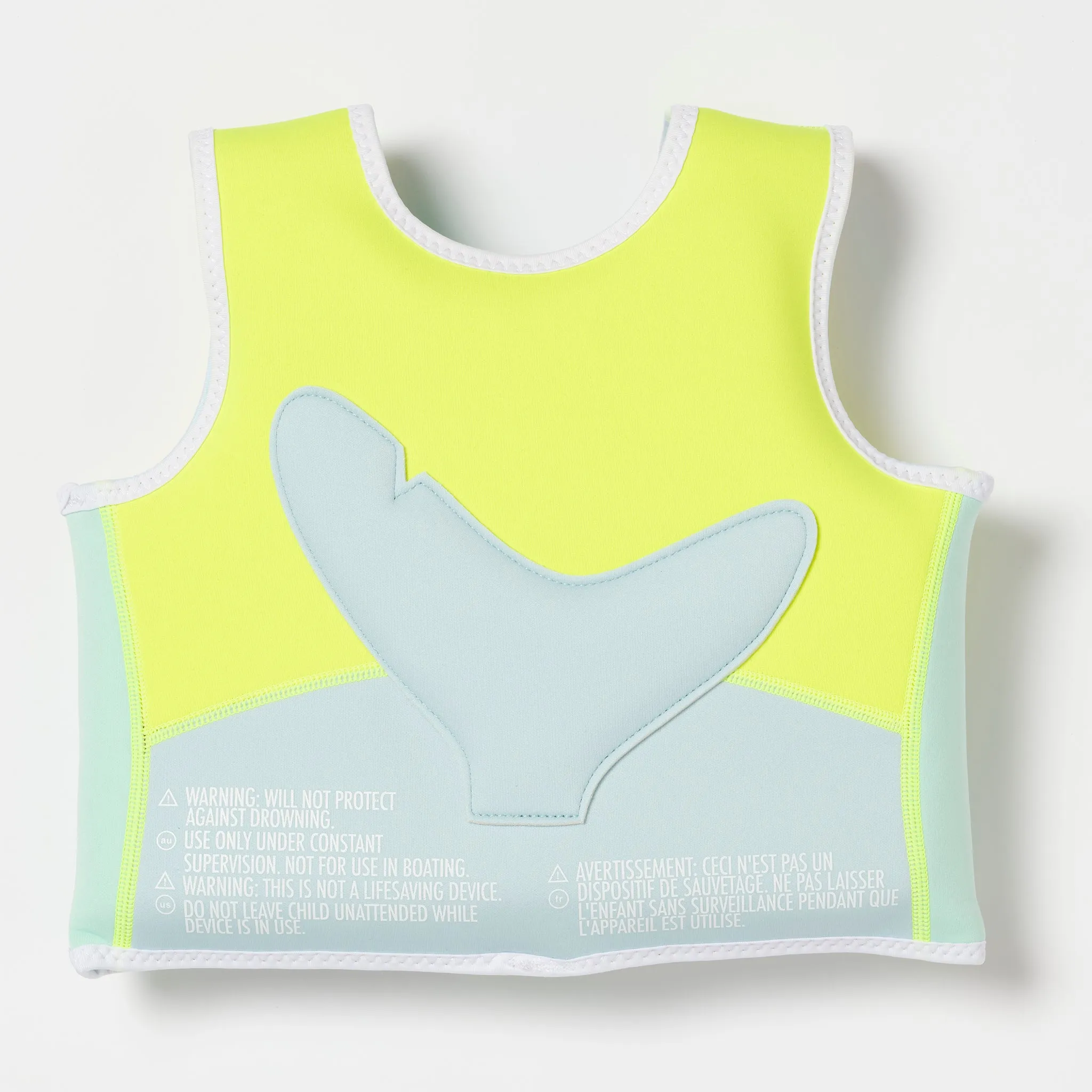 Kids Swim Vest 1-2 | Salty the Shark Aqua Neon Yellow Sunnylife