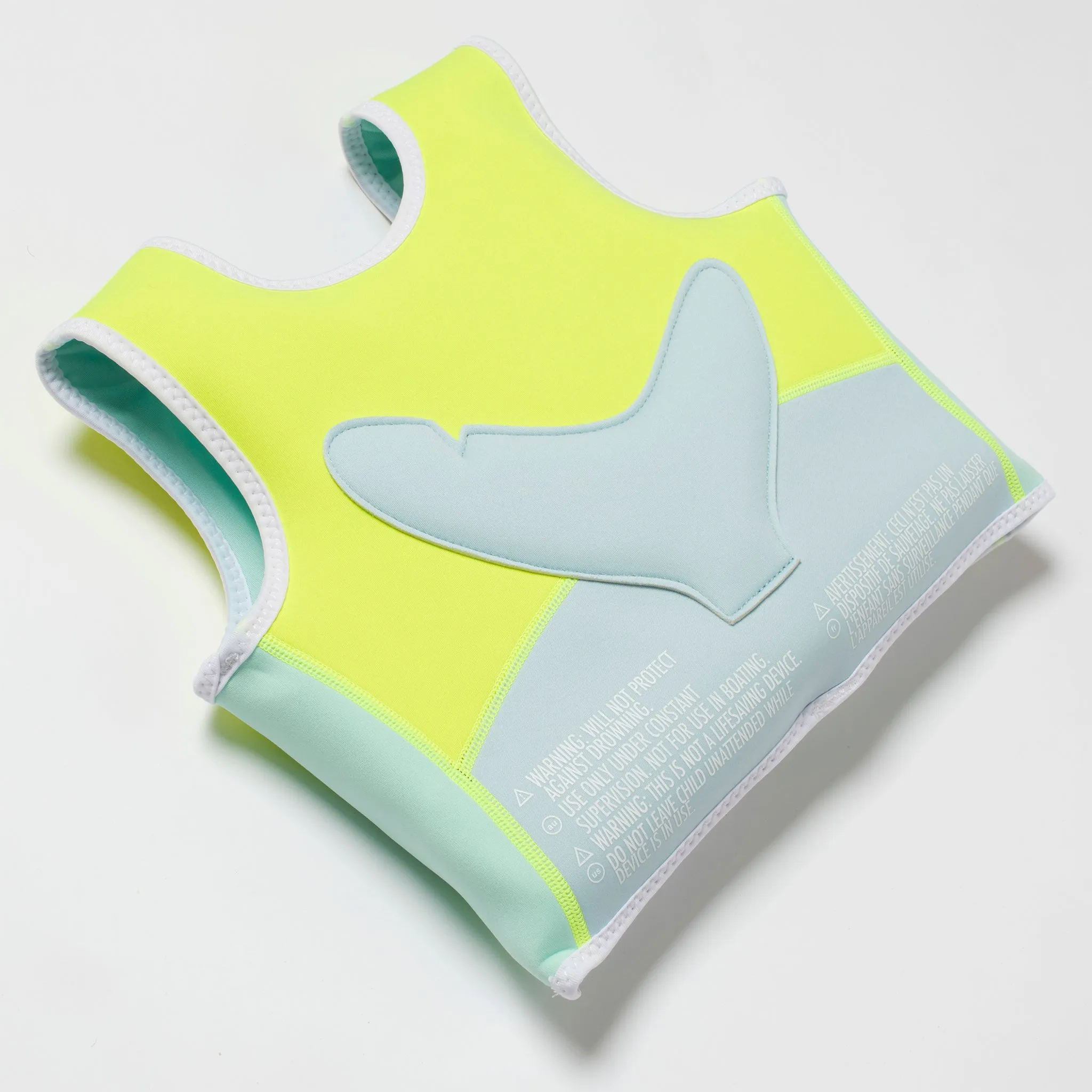 Kids Swim Vest 1-2 | Salty the Shark Aqua Neon Yellow Sunnylife