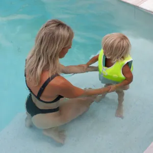 Kids Swim Vest 1-2 | Salty the Shark Aqua Neon Yellow Sunnylife
