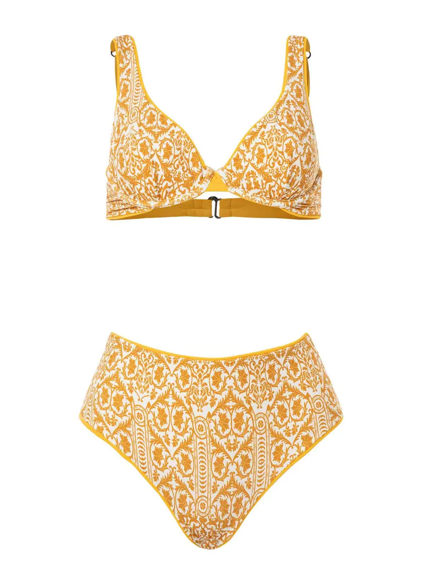 Maaji Amber Yellow Venus Mid Rise Bikini Bottom Maaji