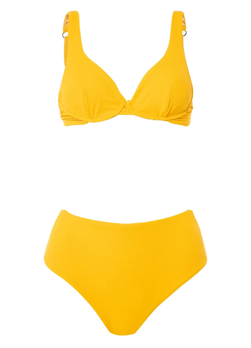 Maaji Amber Yellow Venus Mid Rise Bikini Bottom Maaji