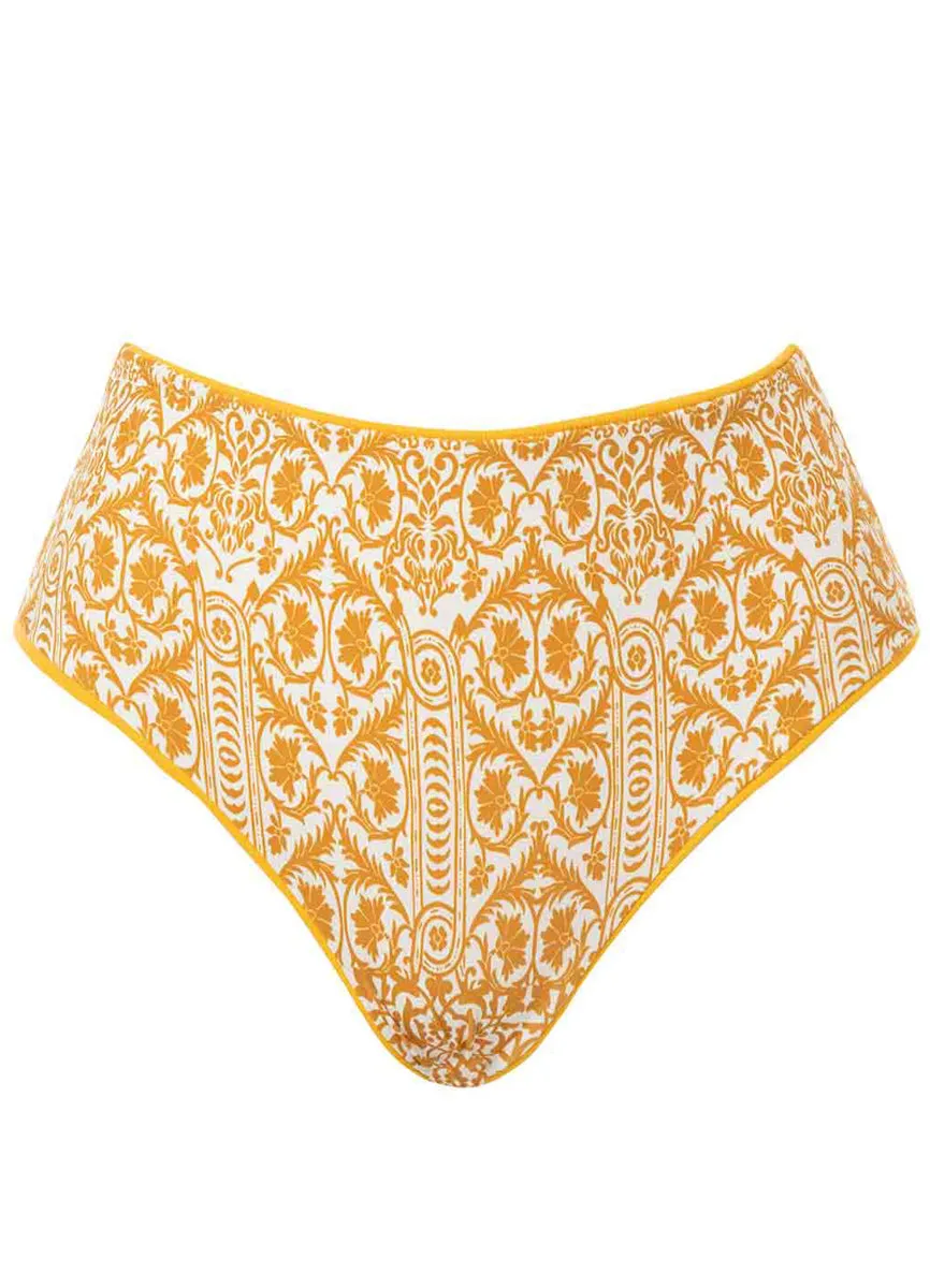 Maaji Amber Yellow Venus Mid Rise Bikini Bottom Maaji