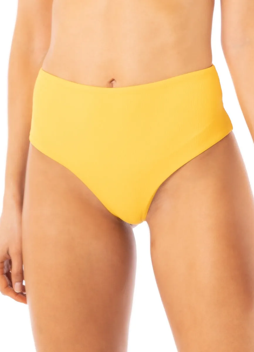 Maaji Amber Yellow Venus Mid Rise Bikini Bottom Maaji