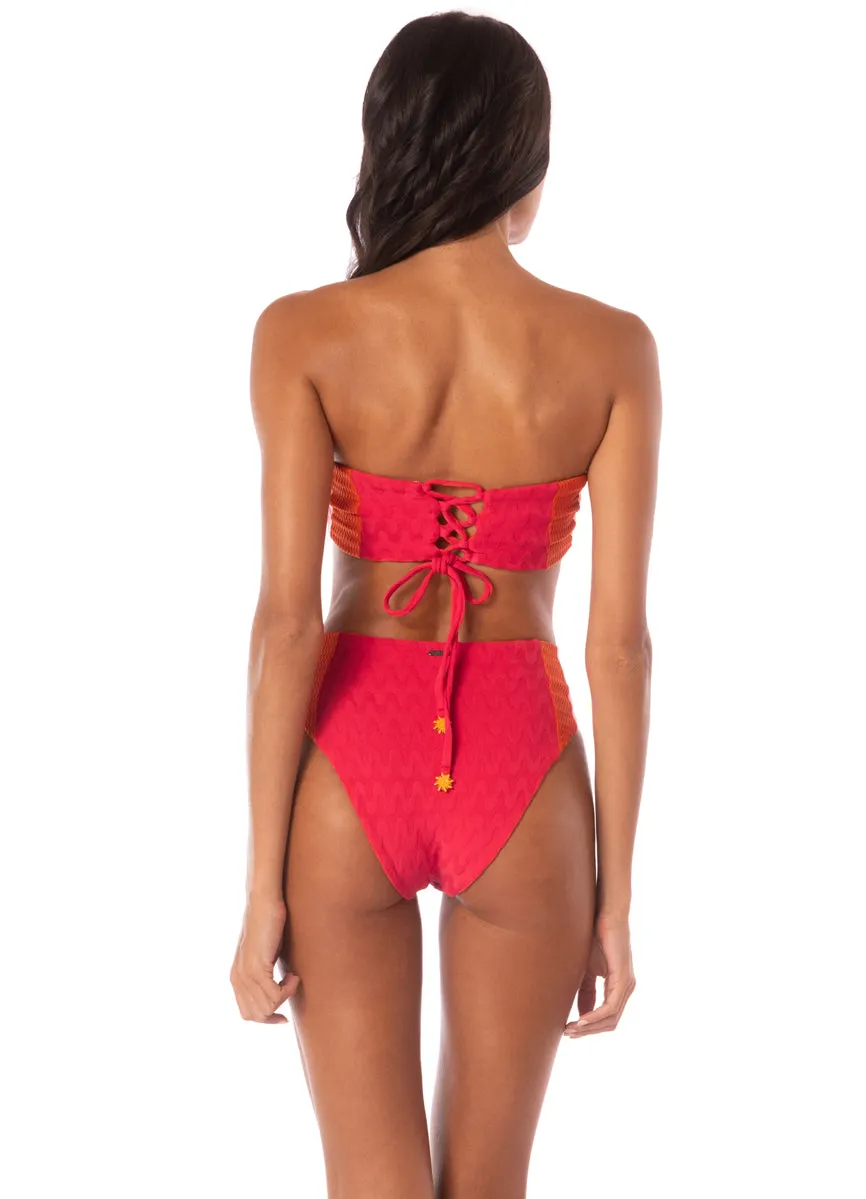 Maaji Apple Red Nomad Strapless Bandeau Bikini Top Maaji