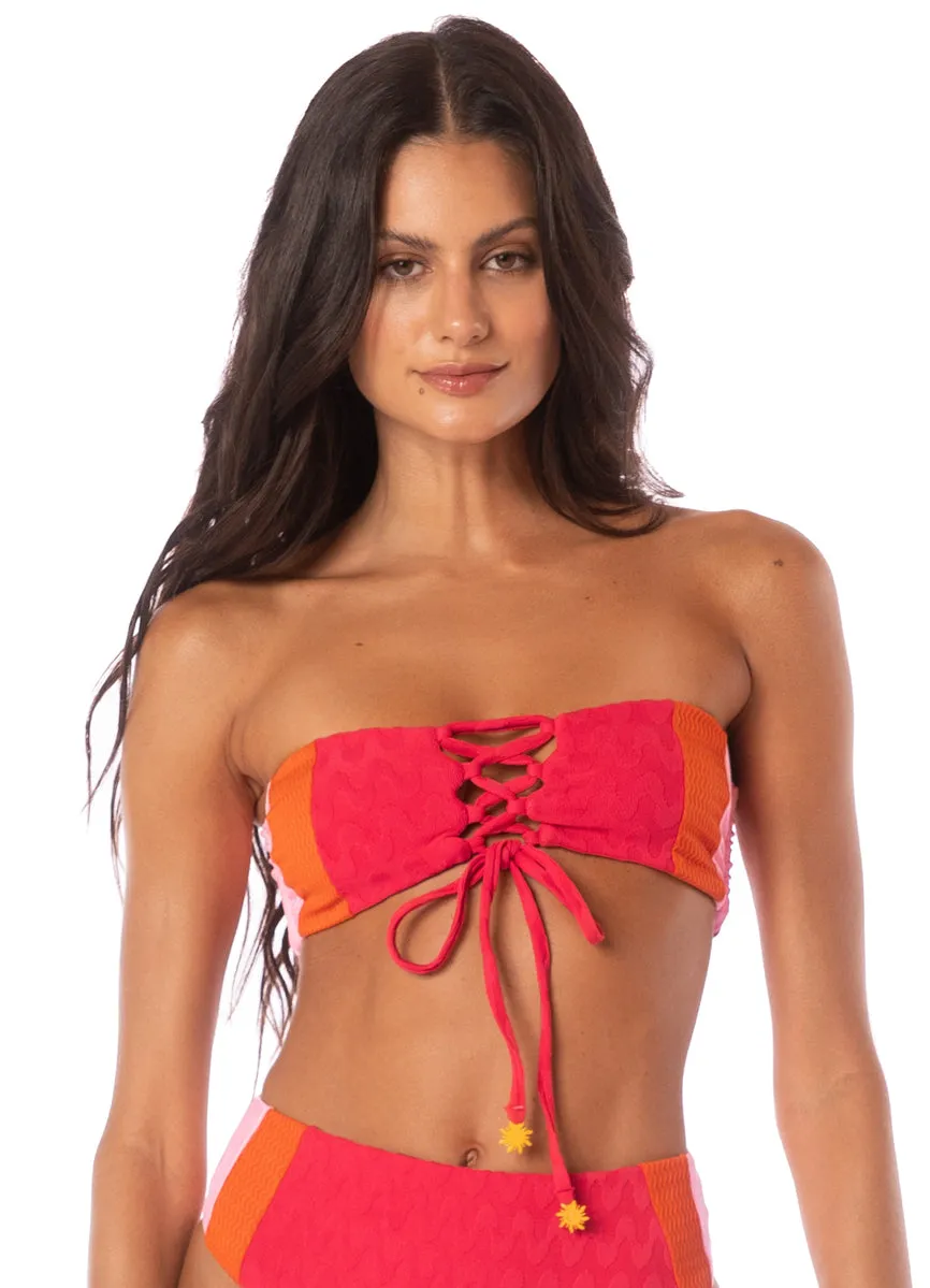 Maaji Apple Red Nomad Strapless Bandeau Bikini Top Maaji