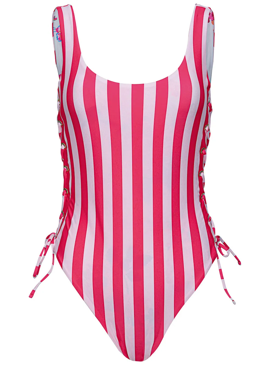 Maaji Apple Stripes Grape  Cut Out One Piece Maaji