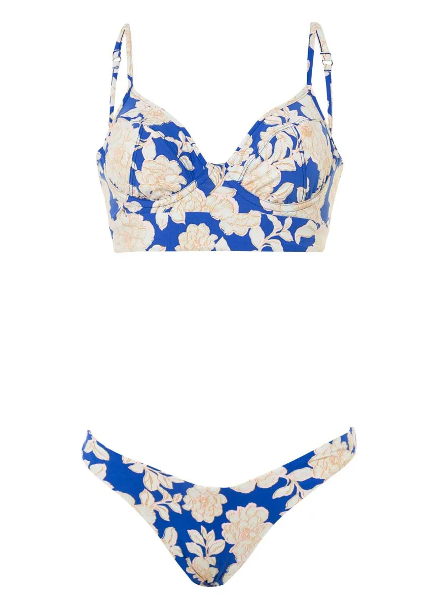 Maaji Blue Bouquet Splendour High Leg Bikini Bottom Maaji