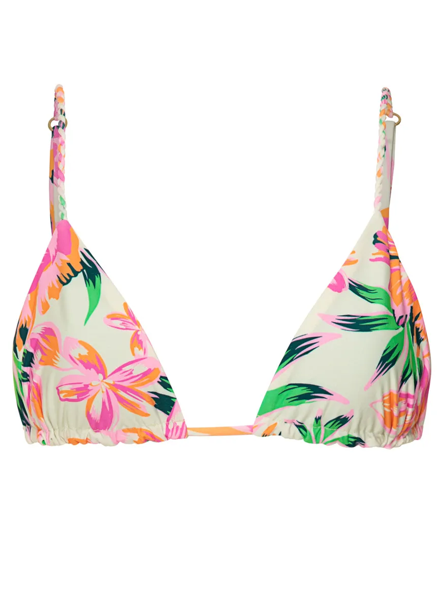 Maaji Bubbly Blossom Palm Glow Upbraid Sliding Triangle Bikini Top Maaji