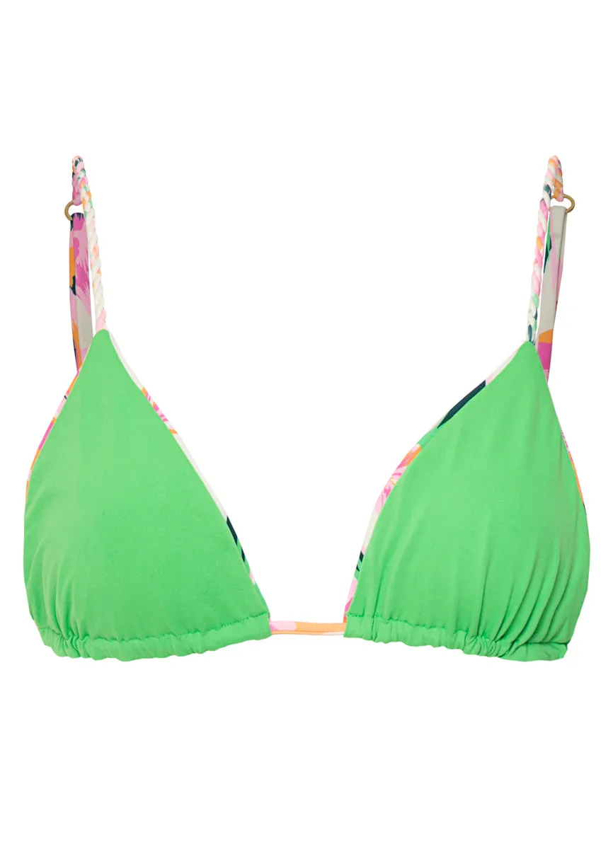Maaji Bubbly Blossom Palm Glow Upbraid Sliding Triangle Bikini Top Maaji
