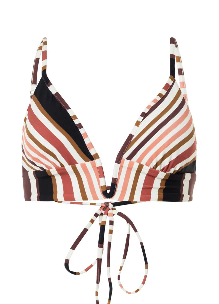 Maaji Burgundy Barcode Parade Long Line Triangle Bikini Top Maaji
