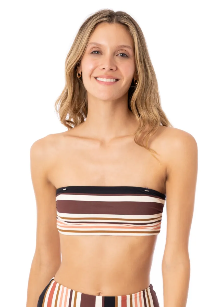 Maaji Burgundy Barcode Tiffany Strapless Bandeau Bikini Top Maaji