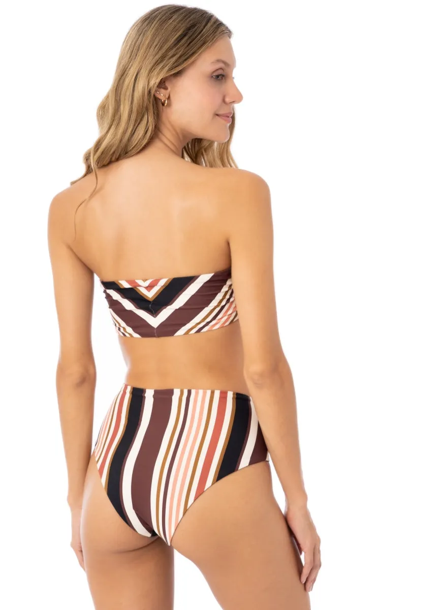 Maaji Burgundy Barcode Tiffany Strapless Bandeau Bikini Top Maaji