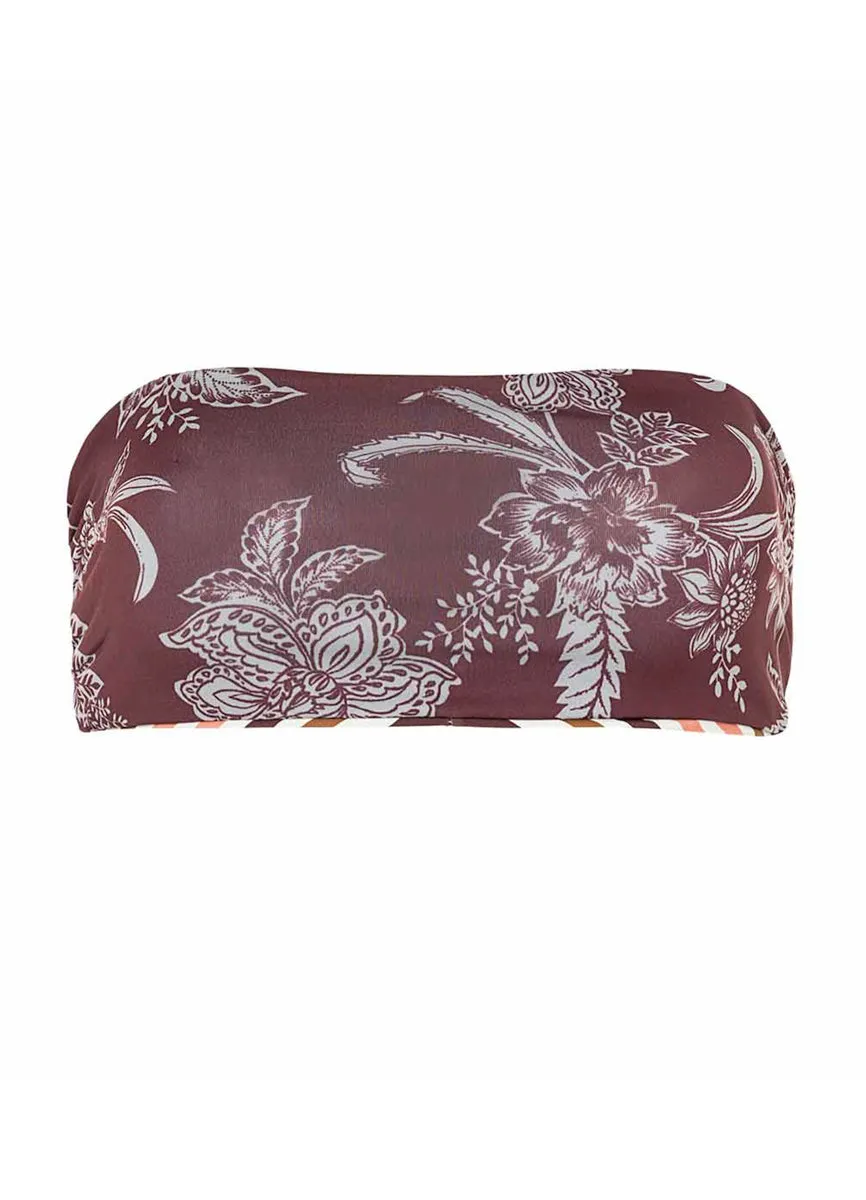 Maaji Burgundy Barcode Tiffany Strapless Bandeau Bikini Top Maaji