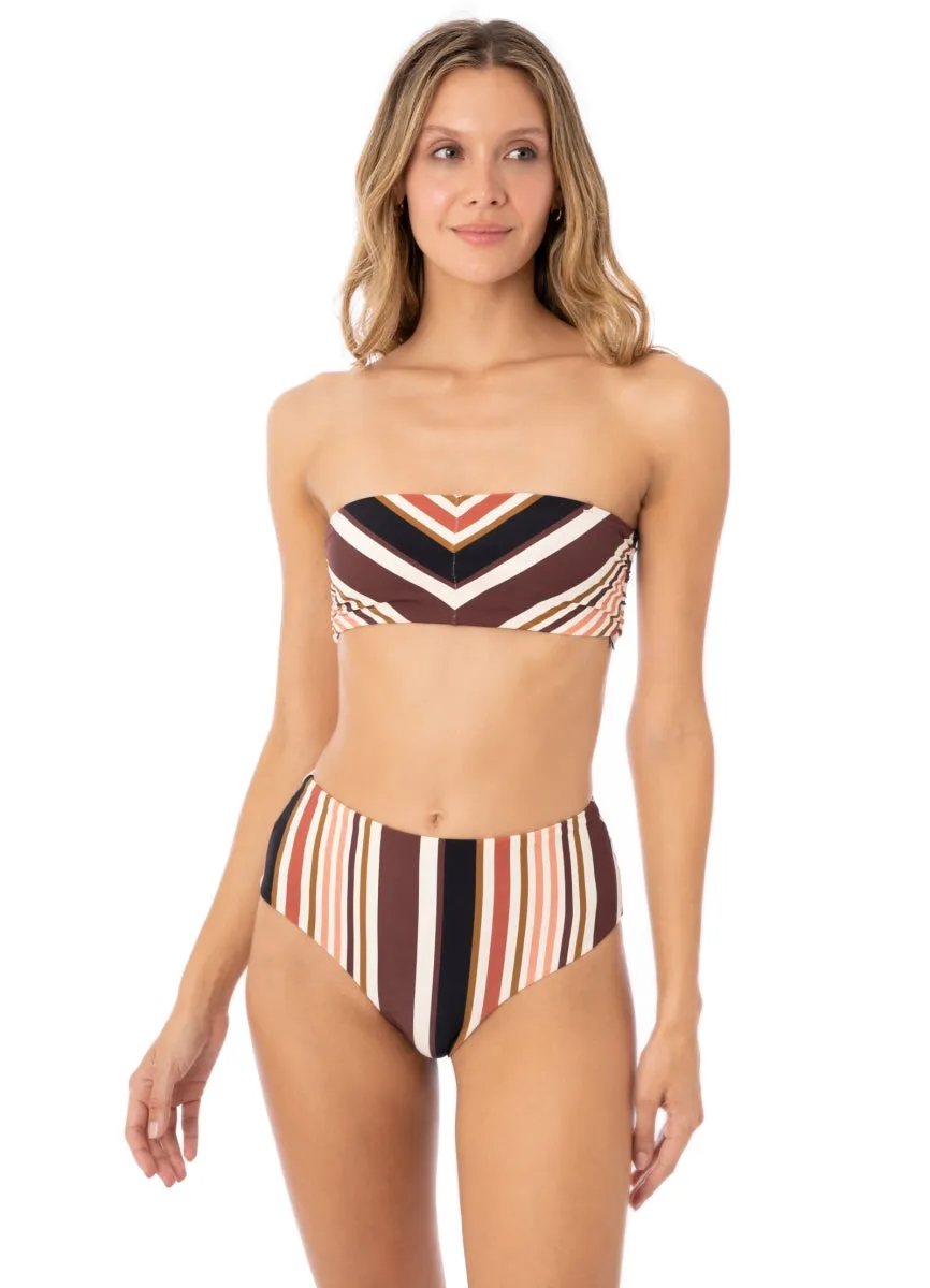 Maaji Burgundy Barcode Tiffany Strapless Bandeau Bikini Top Maaji