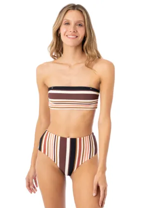 Maaji Burgundy Barcode Tiffany Strapless Bandeau Bikini Top Maaji