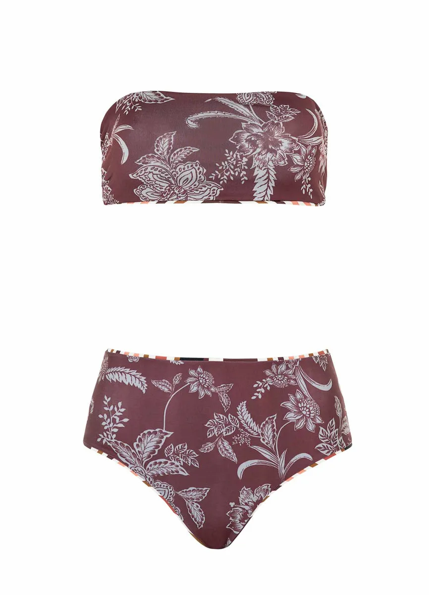 Maaji Burgundy Barcode Tiffany Strapless Bandeau Bikini Top Maaji