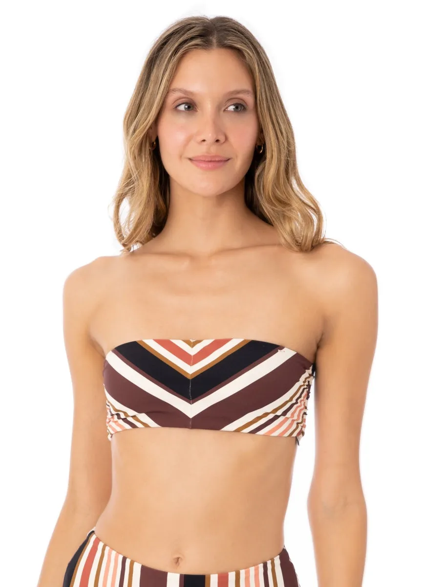 Maaji Burgundy Barcode Tiffany Strapless Bandeau Bikini Top Maaji