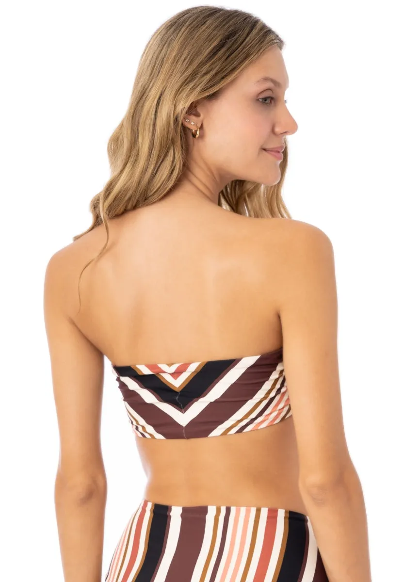 Maaji Burgundy Barcode Tiffany Strapless Bandeau Bikini Top Maaji