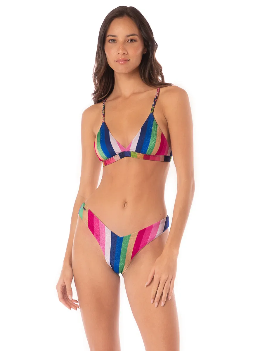 Maaji Candy Stripes Valerya Regular Rise Double V Bikini Bottom Maaji