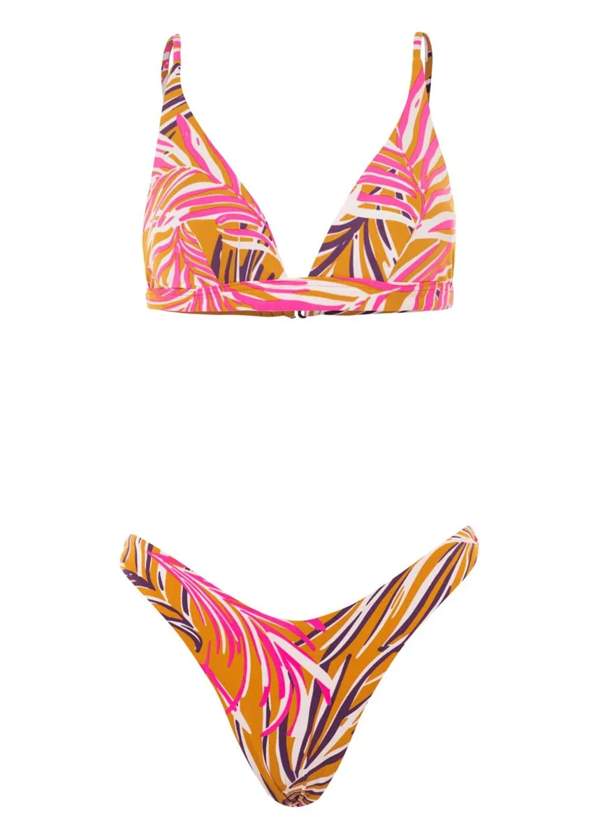 Maaji Caramel Foliage Ivy Fixed Triangle Bikini Top Maaji