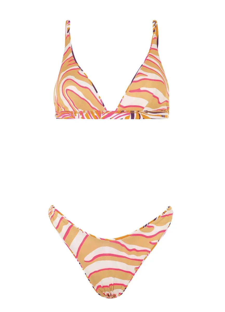 Maaji Caramel Foliage Ivy Fixed Triangle Bikini Top Maaji