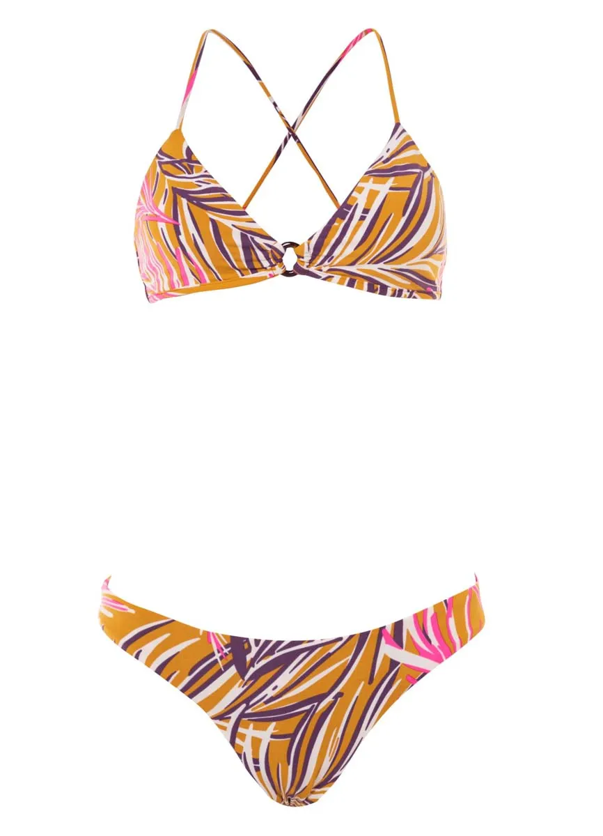 Maaji Caramel Foliage Kenny Ring Front Bralette Bikini Top Maaji