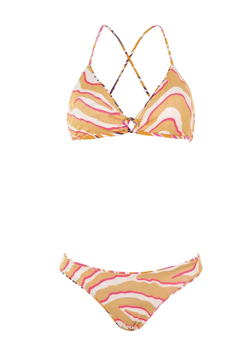 Maaji Caramel Foliage Kenny Ring Front Bralette Bikini Top Maaji