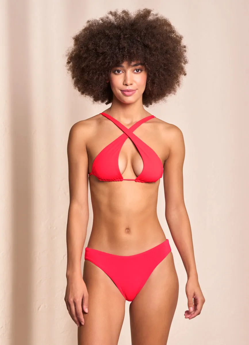 Maaji Cherry Red Kalima Front Tie Halter Bikini Top Maaji