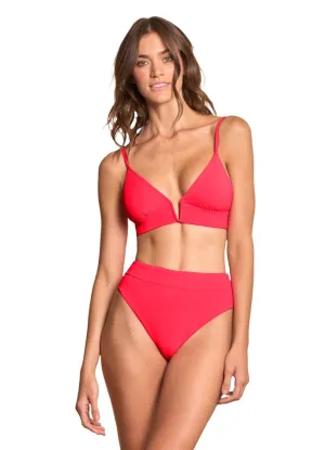 Maaji Cherry Red Parade Long Line Triangle Bikini Top Maaji