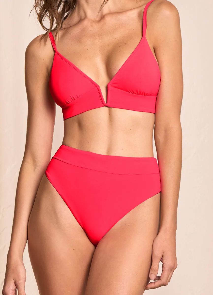 Maaji Cherry Red Parade Long Line Triangle Bikini Top Maaji