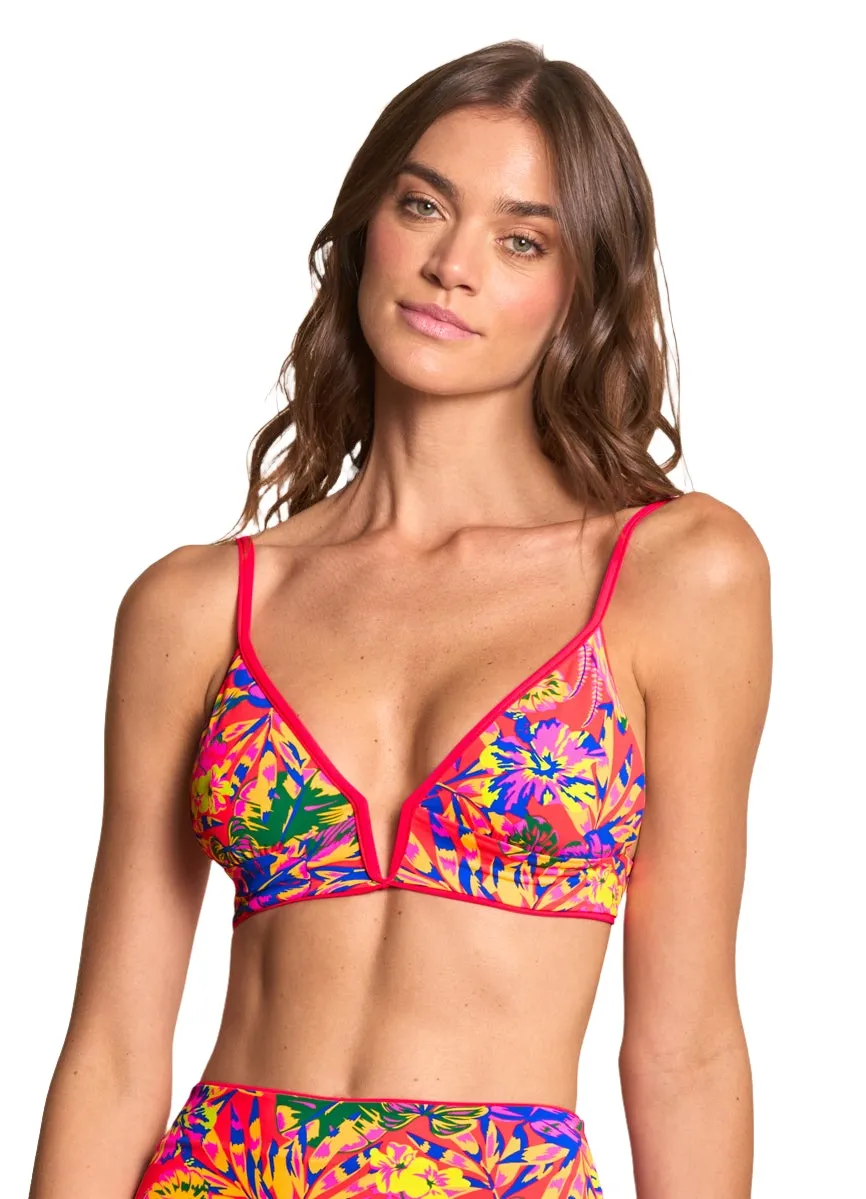 Maaji Cherry Red Parade Long Line Triangle Bikini Top Maaji