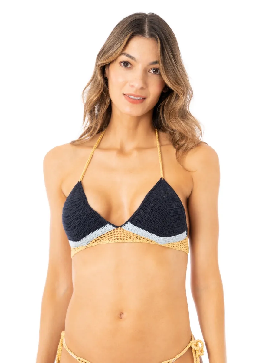 Maaji Chevron Crochet Balty Sliding Triangle Bikini Top Maaji