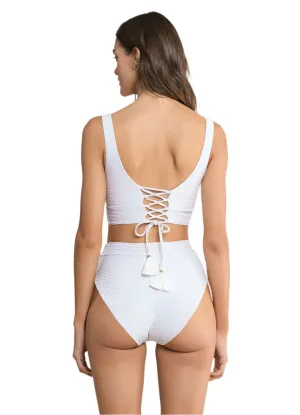 Maaji Cloud White Suzy Q High Rise/High Leg Bikini Bottom Maaji