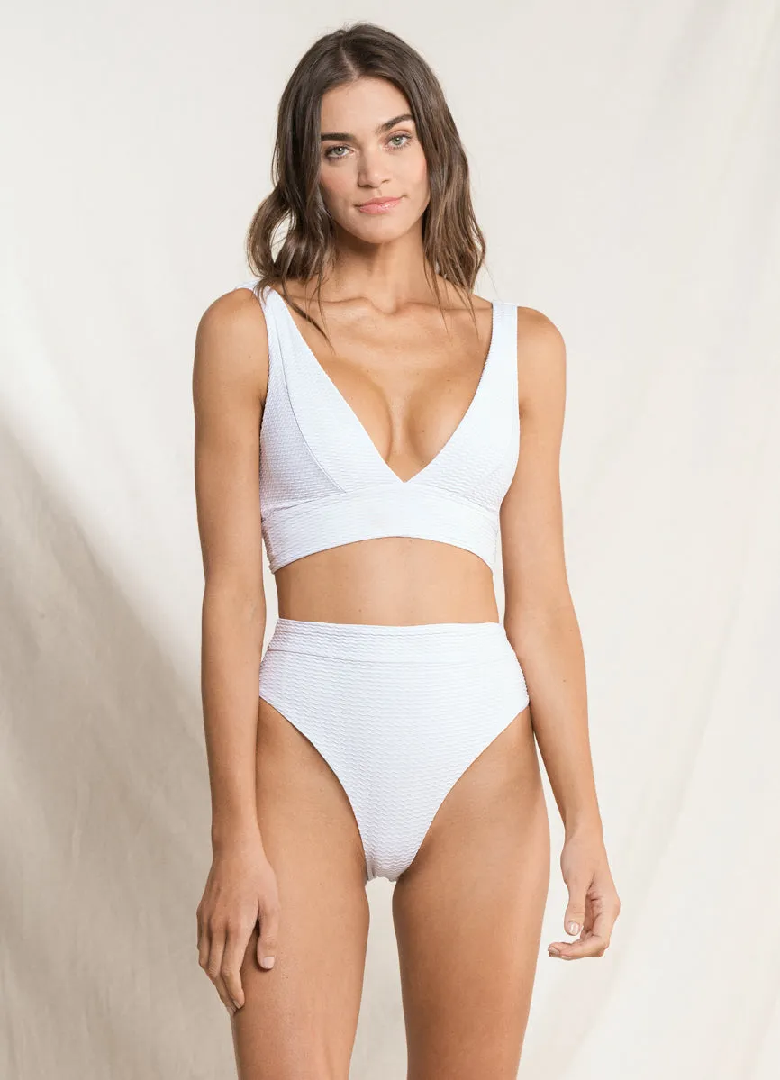 Maaji Cloud White Suzy Q High Rise/High Leg Bikini Bottom Maaji
