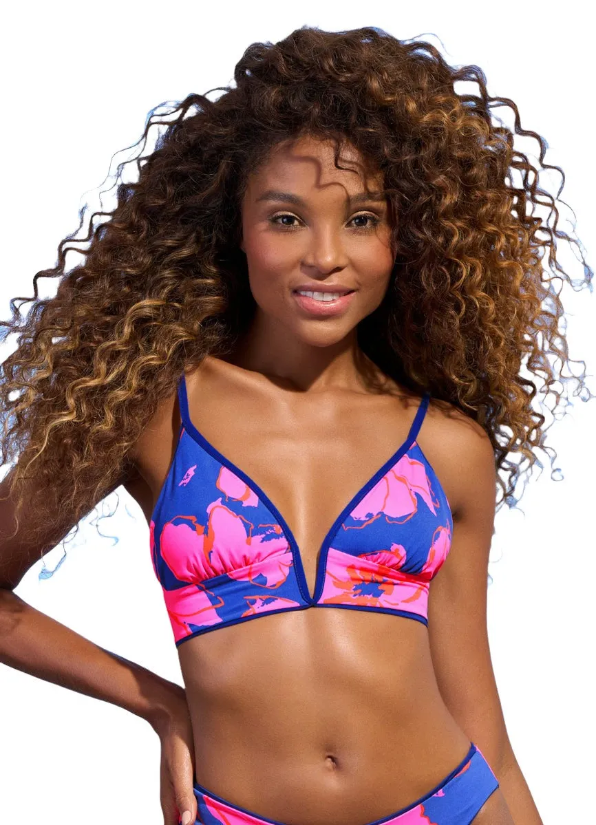 Maaji Cobalt Blue Parade Long Line Triangle Bikini Top Maaji