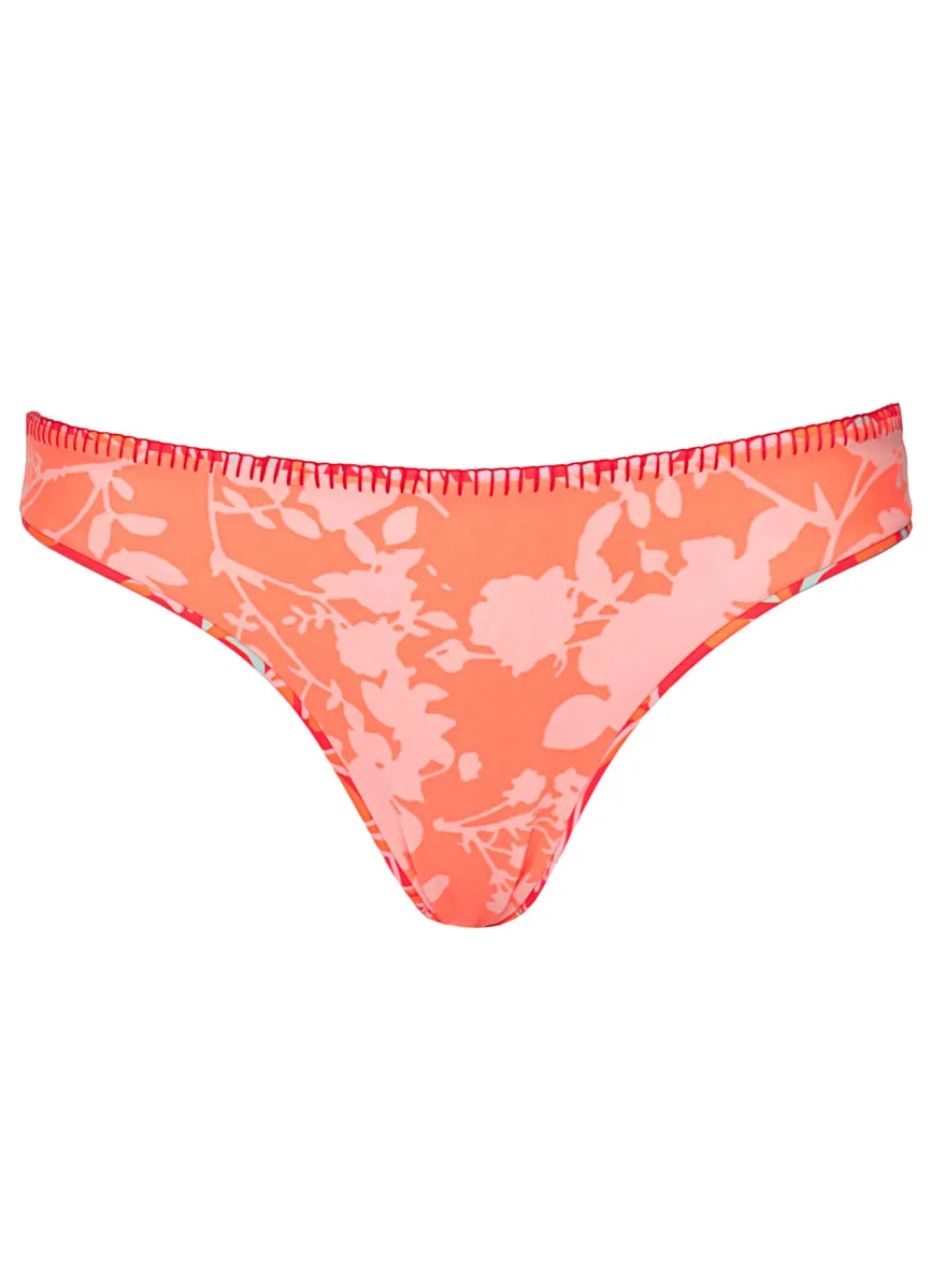 Maaji Coral Foliage Splendour Regular Rise Thin Side Bikini Bottom Maaji