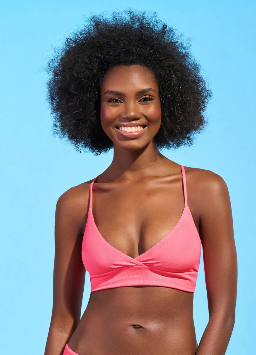 Maaji Coral Lava Criss Cross Long Line Triangle Bikini Top Maaji