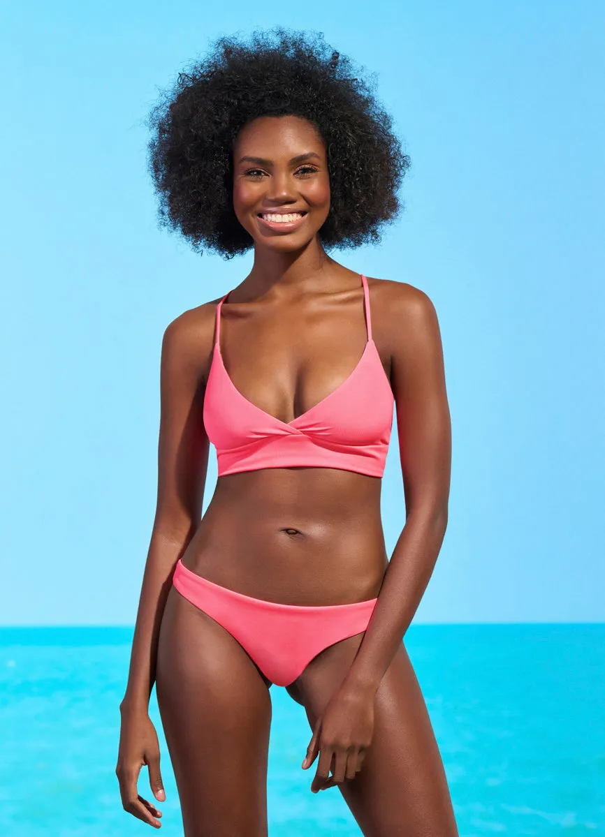 Maaji Coral Lava Criss Cross Long Line Triangle Bikini Top Maaji