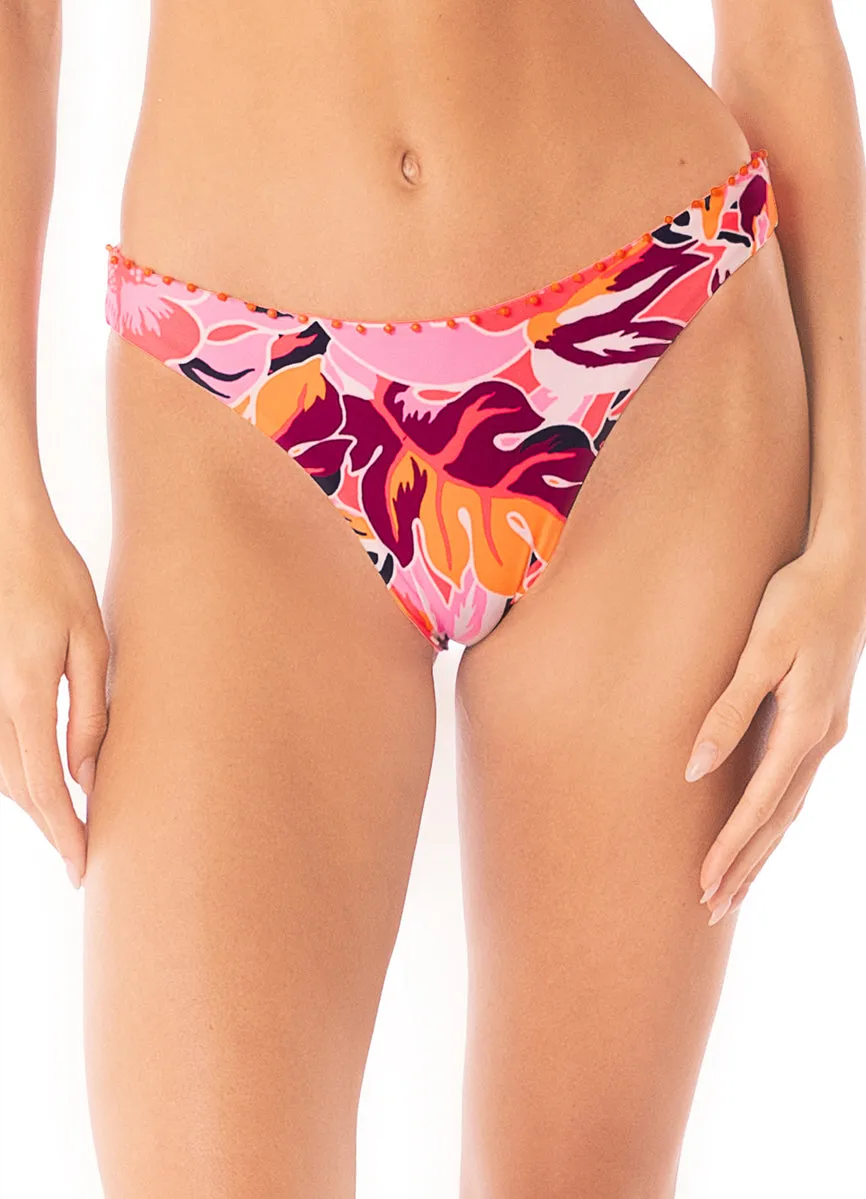 Maaji Coral Leafy Sublimity Regular Rise Classic Bikini Bottom Maaji