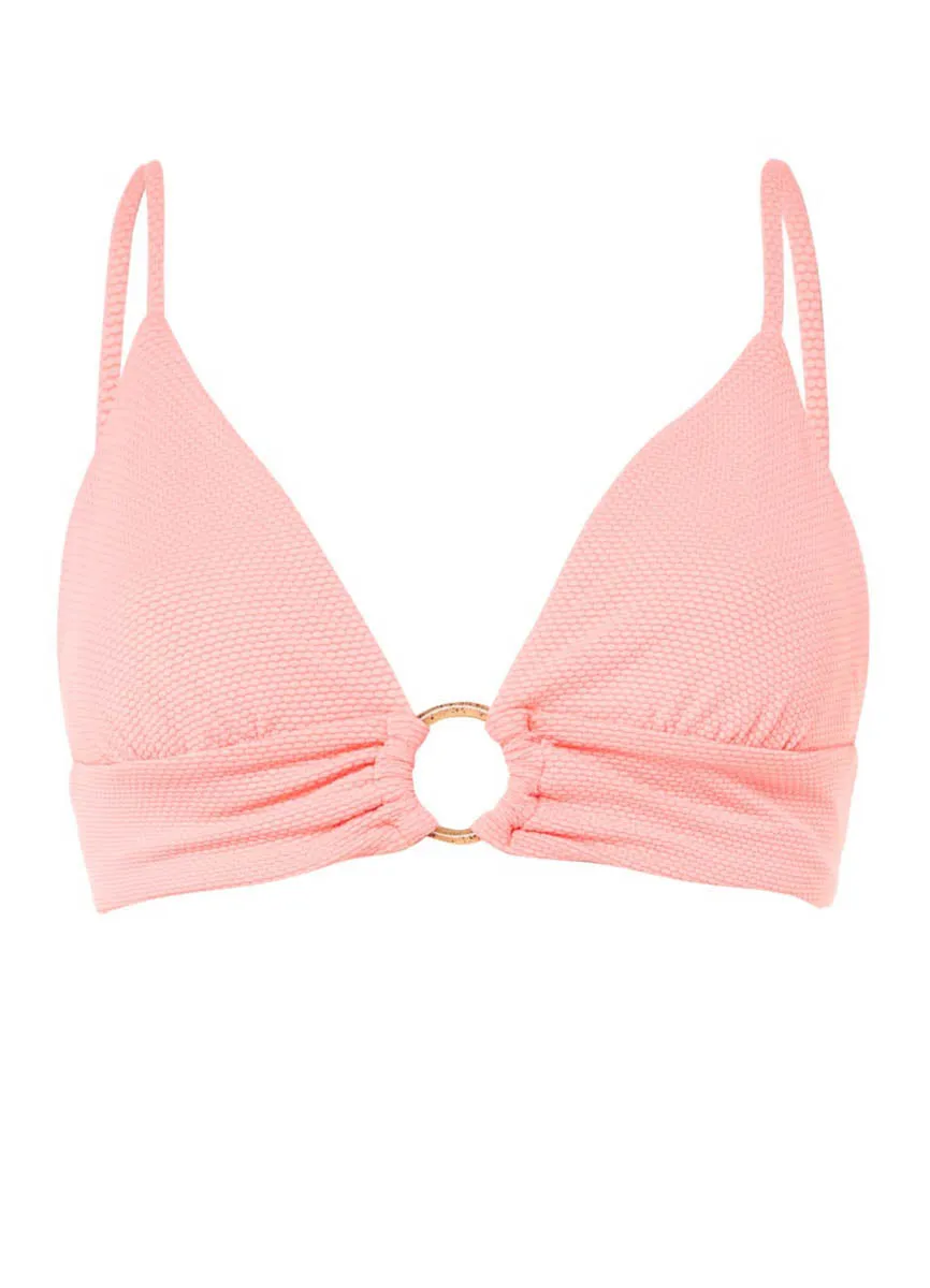 Maaji Coral Salmon Shine Long Line Triangle Bikini Top Maaji