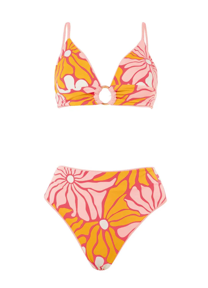 Maaji Coral Salmon Shine Long Line Triangle Bikini Top Maaji